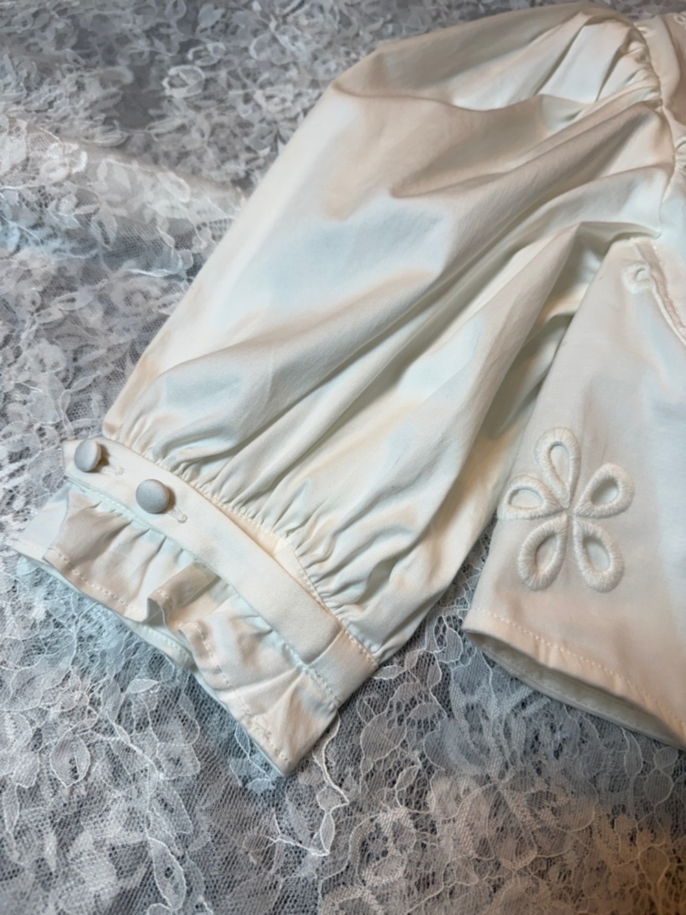 For Love & Lemons Serena Eyelet Corset Top White Cotton S - Picture 13 of 14